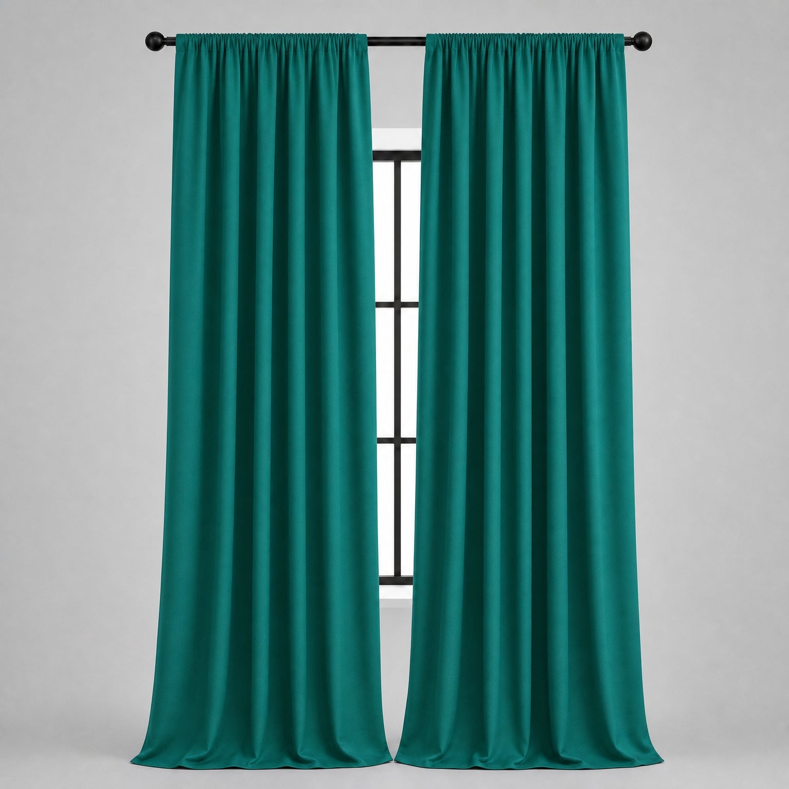 Thermal Blackout Curtains for Bedroom & Living Room, Rod Pocket Insulated Panels, Pair, teal-green finish