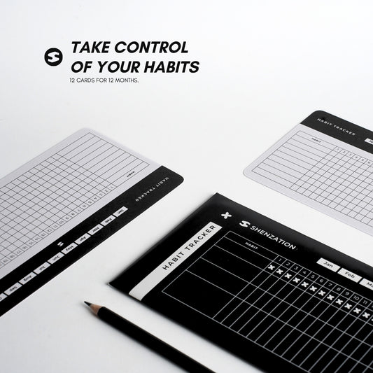 Habit Tracker Cards - 12 Month Pack - Daily & Monthly Goal Board & Productivity Journal