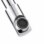 Close view of the switchable spout tip and aerator face on the Pot Filler Faucet Wall Mount, Folding Kitchen Tap with Swivel Spout, 5 Finishes