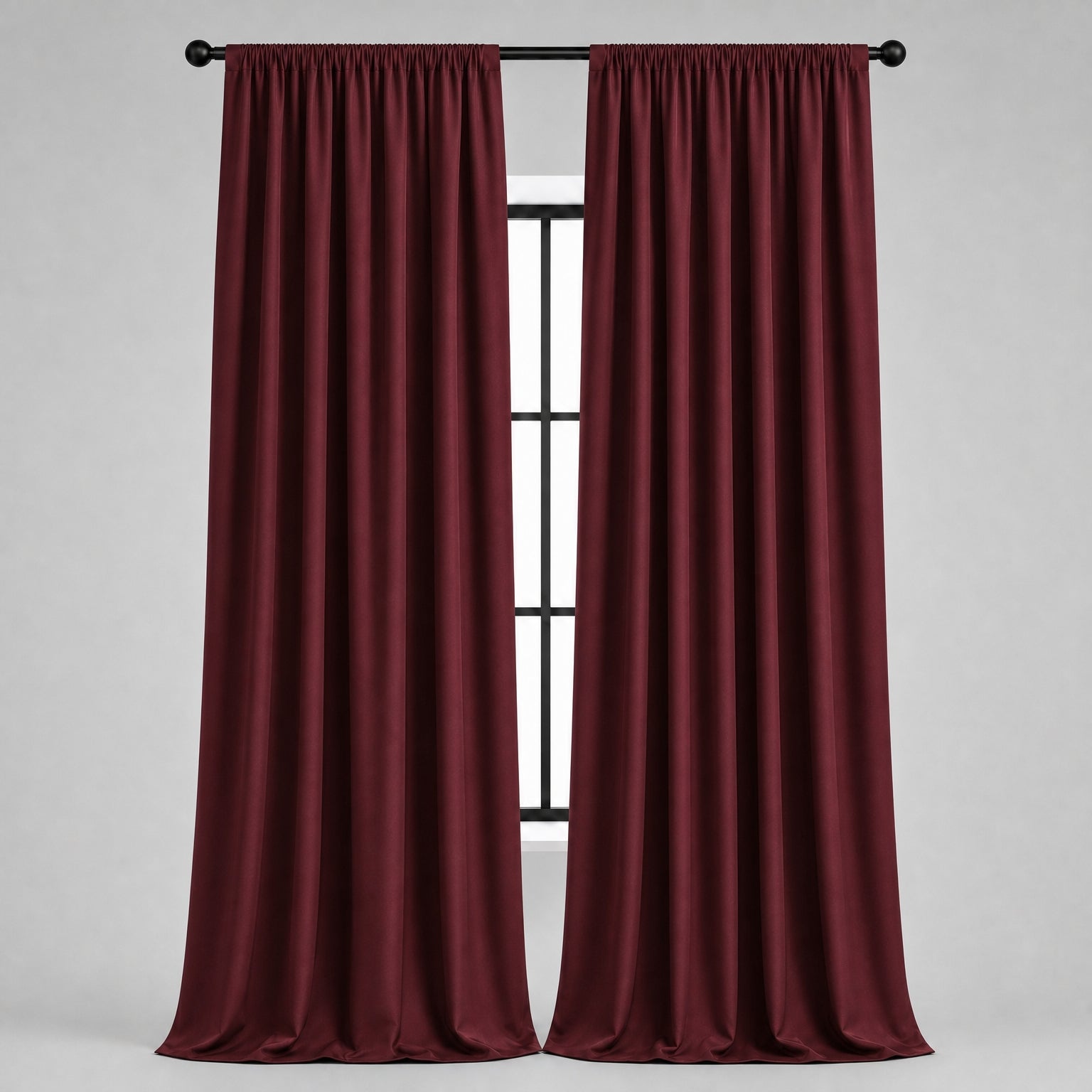 Thermal Blackout Curtains for Bedroom & Living Room, Rod Pocket Insulated Panels, Pair, burgundy finish