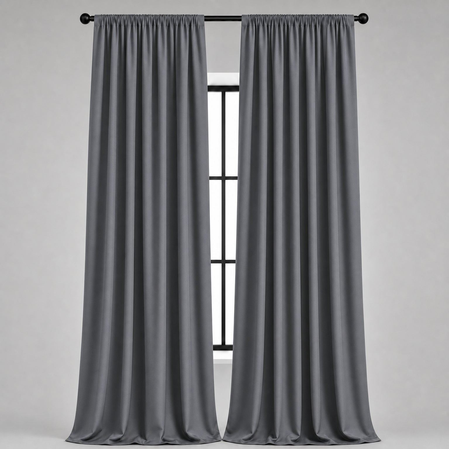 Thermal Blackout Curtains for Bedroom & Living Room, Rod Pocket Insulated Panels, Pair, dark-grey finish