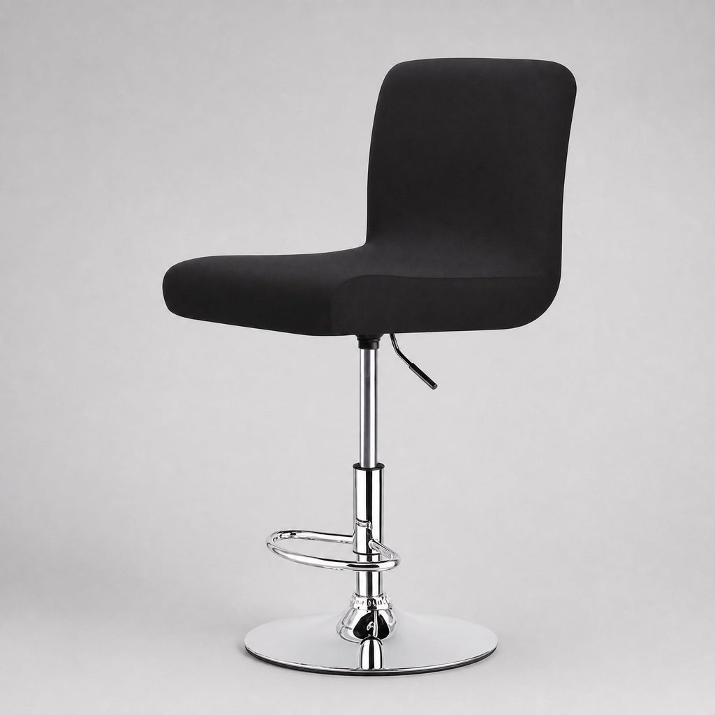 Stretch Bar Stool Covers, Waterproof Elastic Seat Slipcover for Round & Square Stools shown from a second angle, showing the low backrest profile