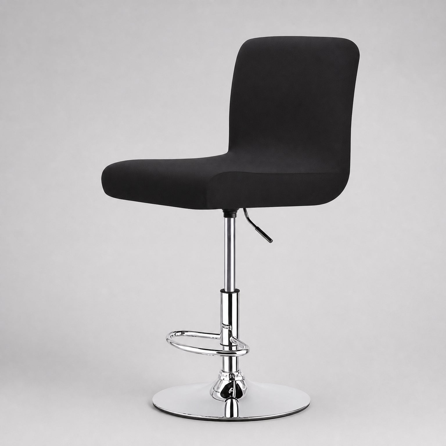 Stretch Bar Stool Covers, Waterproof Elastic Seat Slipcover for Round & Square Stools shown from a second angle, showing the low backrest profile