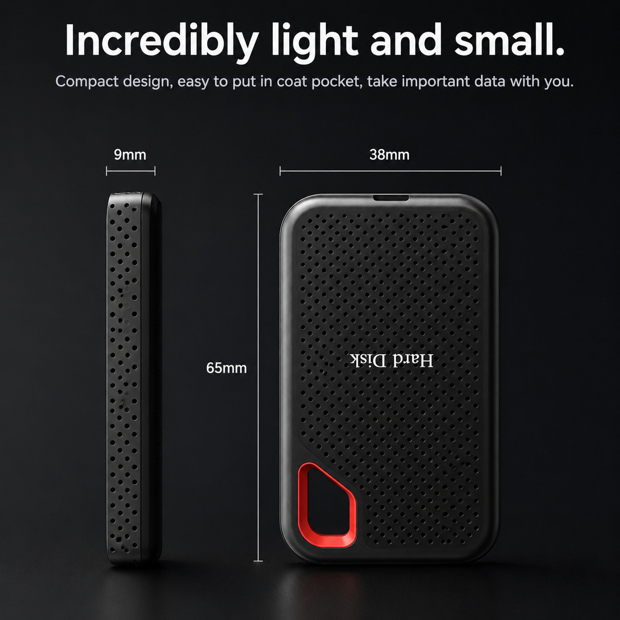 Portable External SSD Drive, High-Speed Shockproof USB Storage for Files & Backup