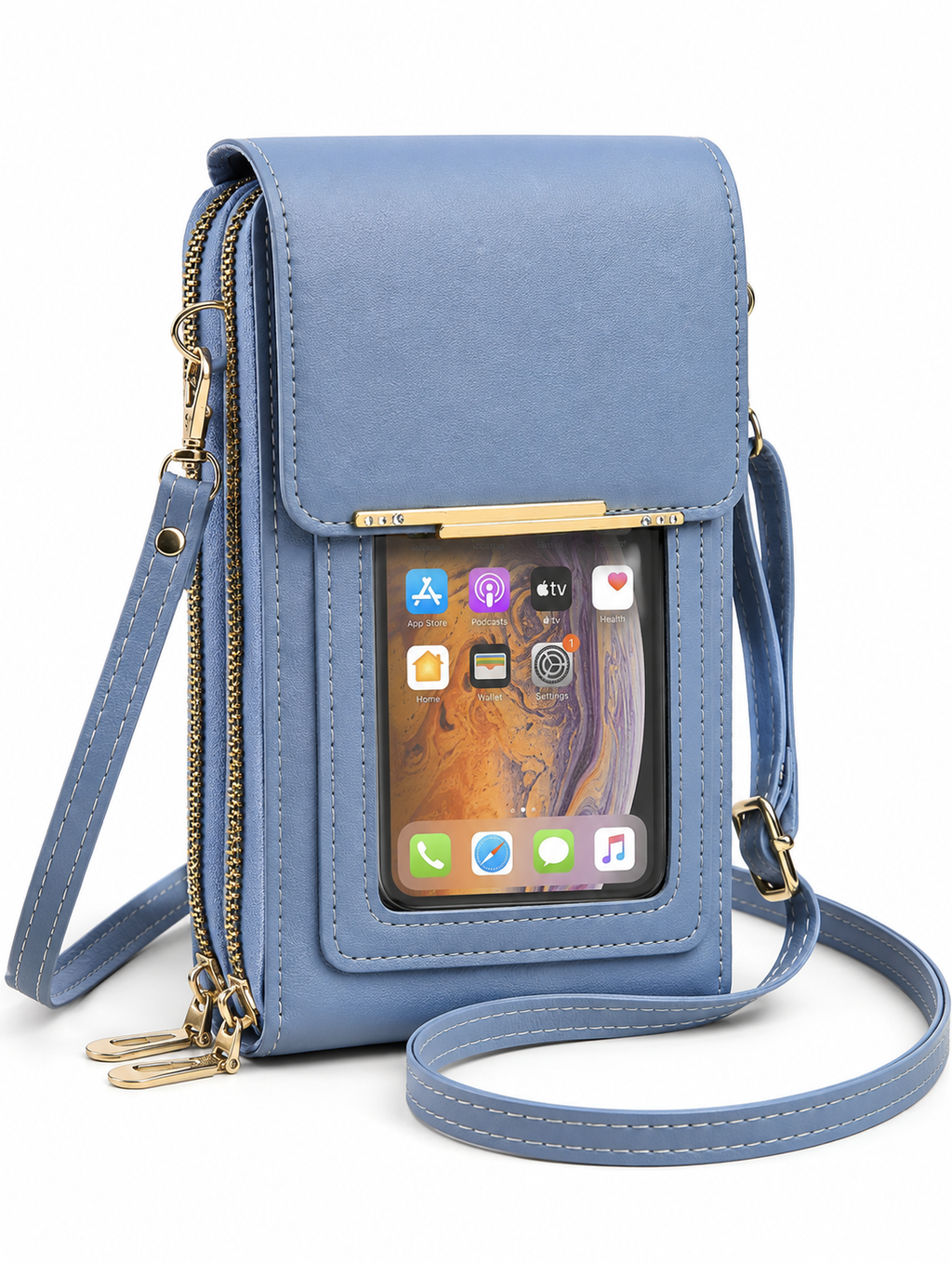 RFID Blocking Phone Bag, Anti-Theft Crossbody Wallet Purse with Shoulder Strap