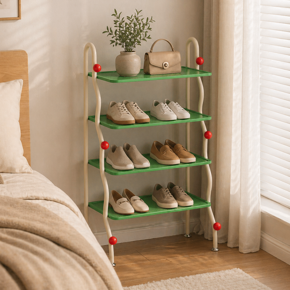 4-Tier Modern Minimalist Iron Shoe Rack for Entryway Storage | Ridorn-Shoe Racks-Ridorn