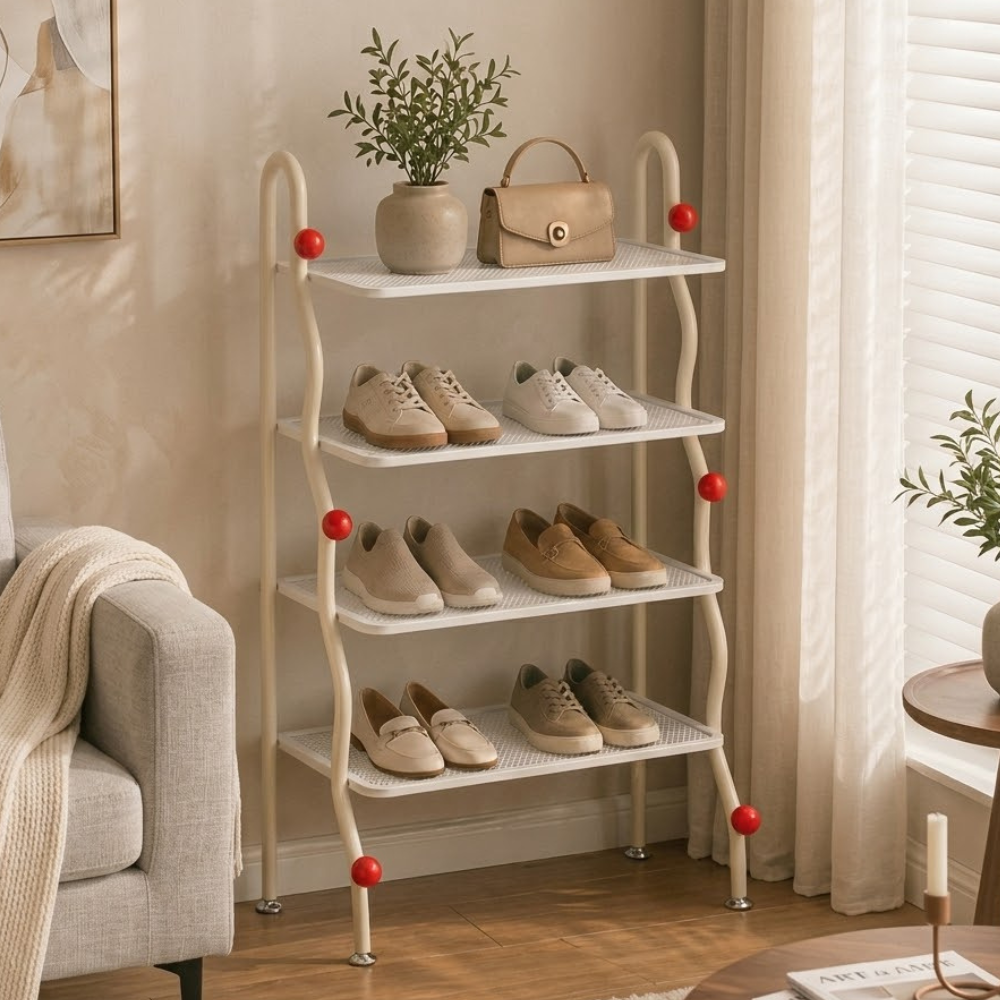 4-Tier Modern Minimalist Iron Shoe Rack for Entryway Storage | Ridorn-Shoe Racks-Ridorn