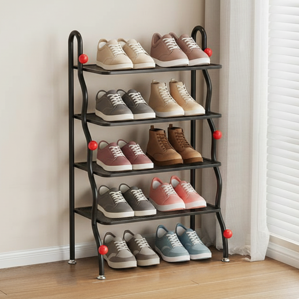 4-Tier Modern Minimalist Iron Shoe Rack for Entryway Storage | Ridorn-Shoe Racks-Ridorn