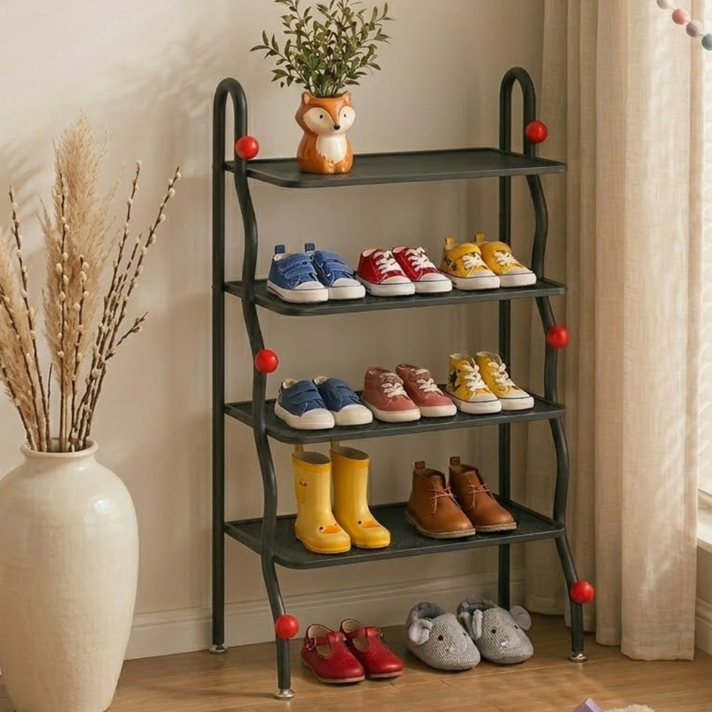 4-Tier Modern Minimalist Iron Shoe Rack for Entryway Storage | Ridorn-Shoe Racks-Ridorn