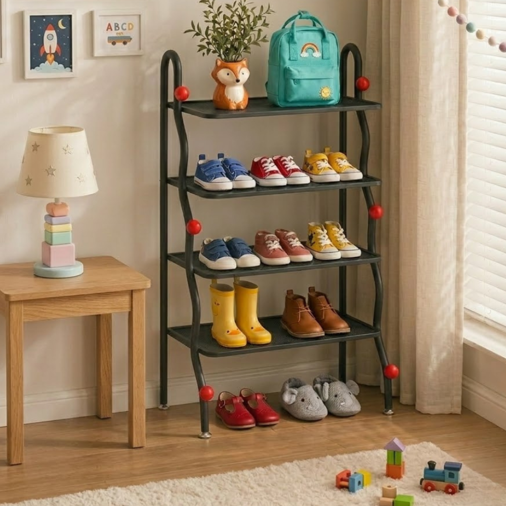 4-Tier Modern Minimalist Iron Shoe Rack for Entryway Storage | Ridorn-Shoe Racks-Ridorn
