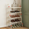 Modern minimalist iron shoe rack 4-tier wavy rectangular design front view
