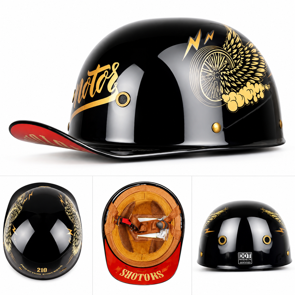 Open Face Motorcycle Helmet, Certified Lightweight Moto Helmet for Daily Commuting