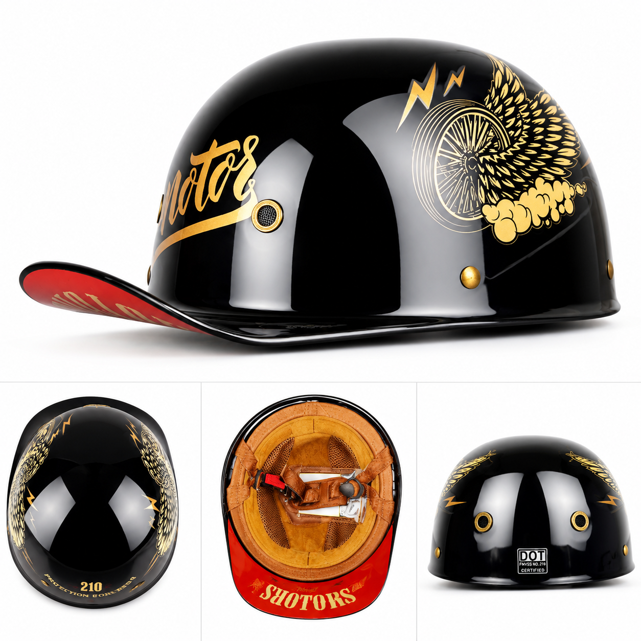 Open Face Motorcycle Helmet, Certified Lightweight Moto Helmet for Daily Commuting