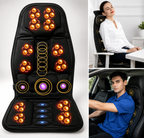Massage Seat Cushion 8 Modes, Heated Back & Neck Massager Pad for Car, Home & Office