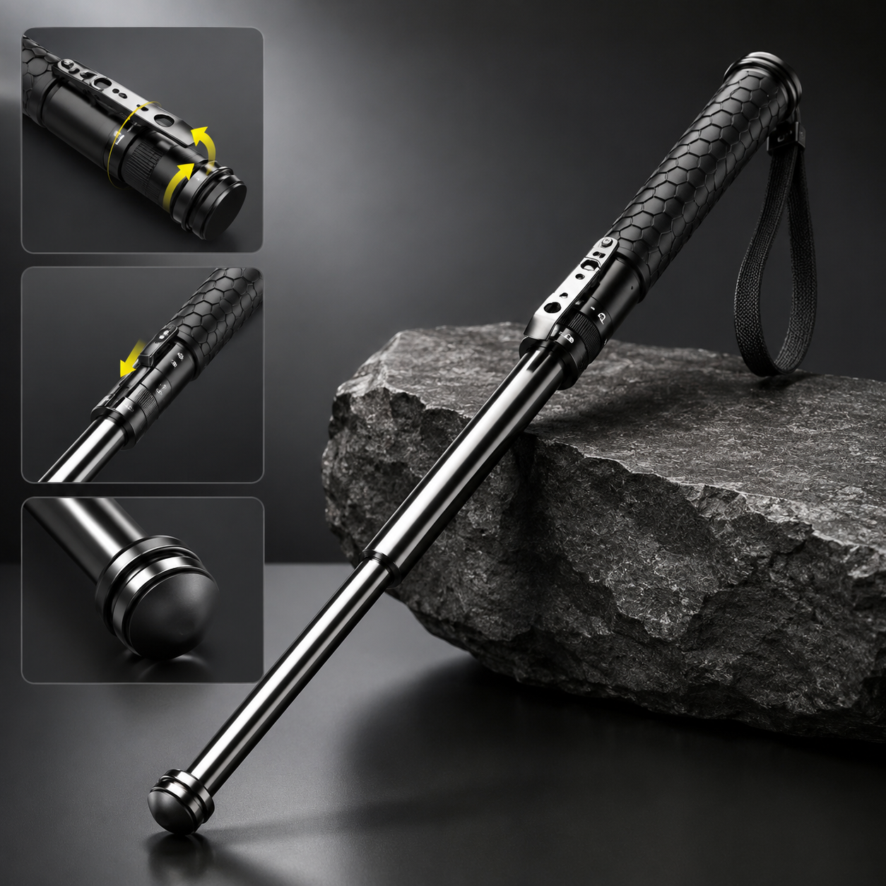 Extendable Hiking Walking Stick, Automatic Telescopic Trekking Pole with Anti-Slip Grip