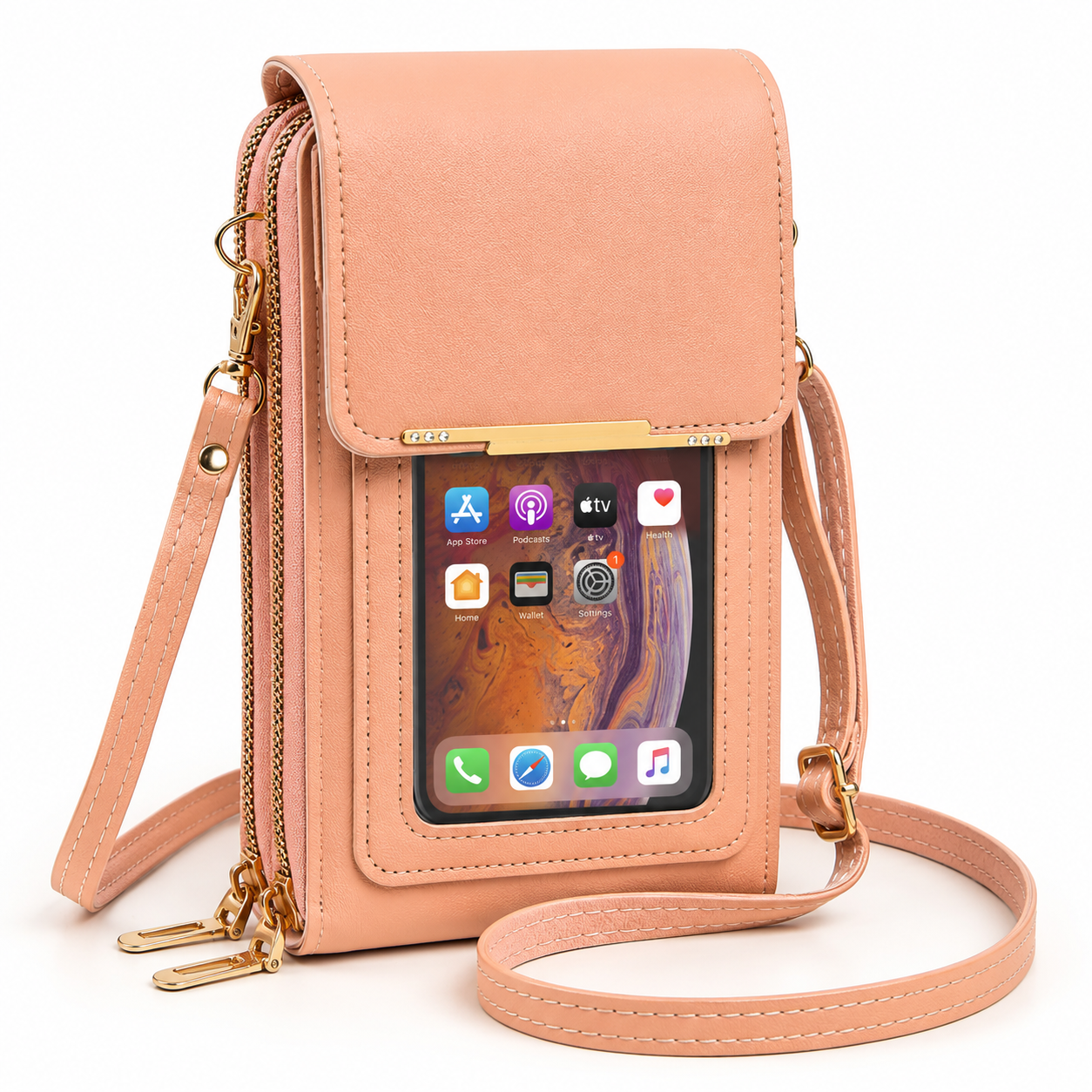 RFID Blocking Phone Bag, Anti-Theft Crossbody Wallet Purse with Shoulder Strap