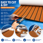EVA Boat Flooring Sheet, Self-Adhesive Teak Look Marine Deck Pad, Non-Slip