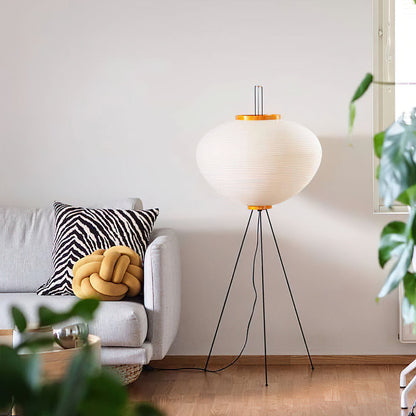 Floor Lamp | Tripod Lighting Fixture with Paper Shade | Ridorn