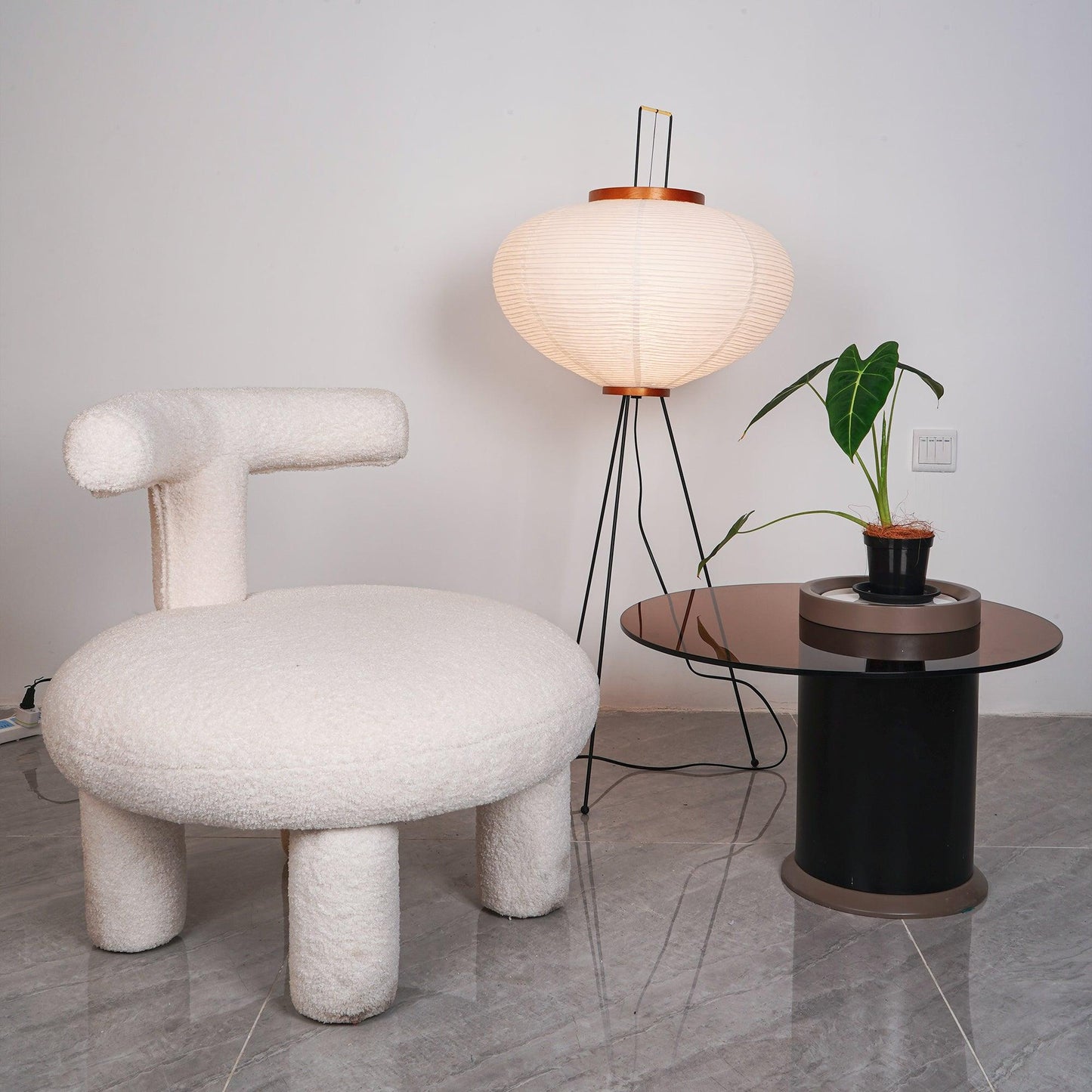 Floor Lamp | Tripod Lighting Fixture with Paper Shade | Ridorn