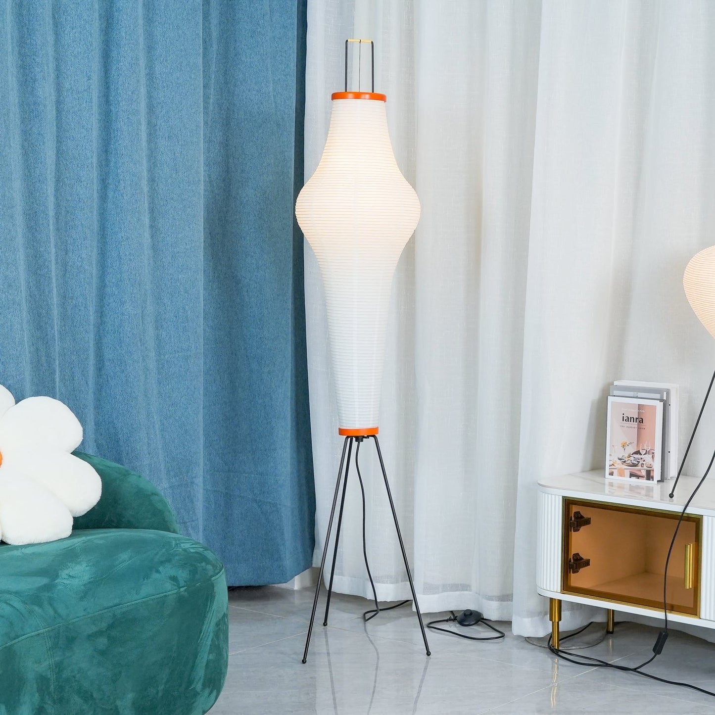 Floor Lamp | Tripod Lighting Fixture with Paper Shade | Ridorn