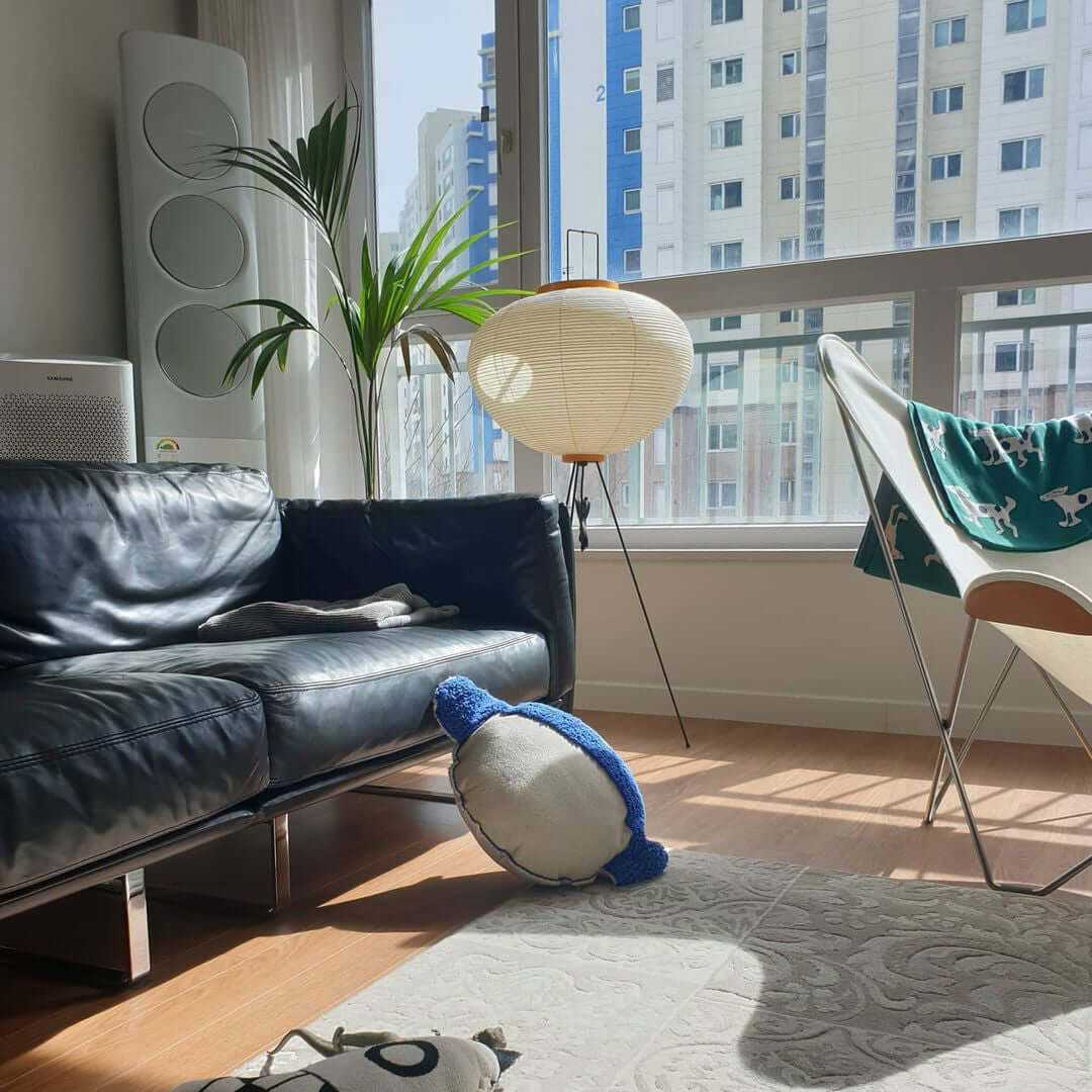 Floor Lamp | Tripod Lighting Fixture with Paper Shade | Ridorn