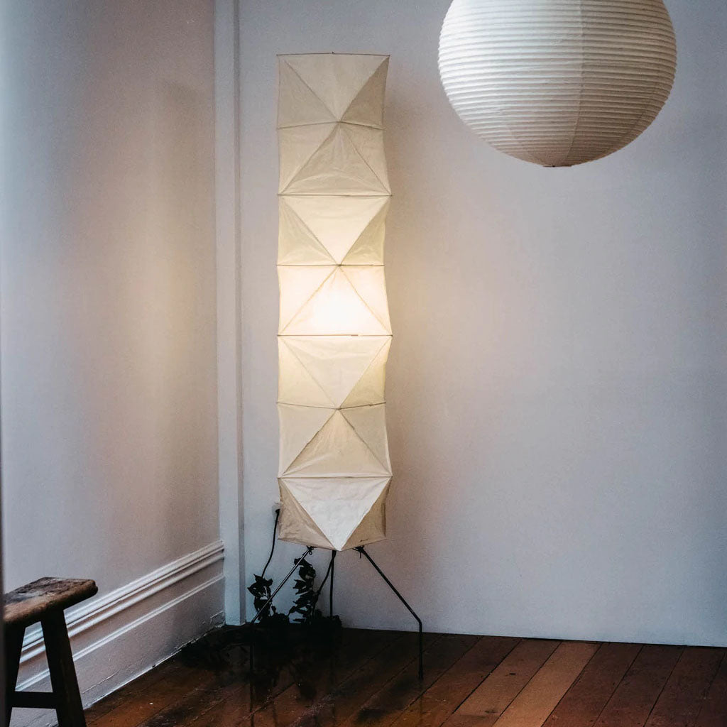 Floor Lamp | Tripod Lighting Fixture with Paper Shade | Ridorn