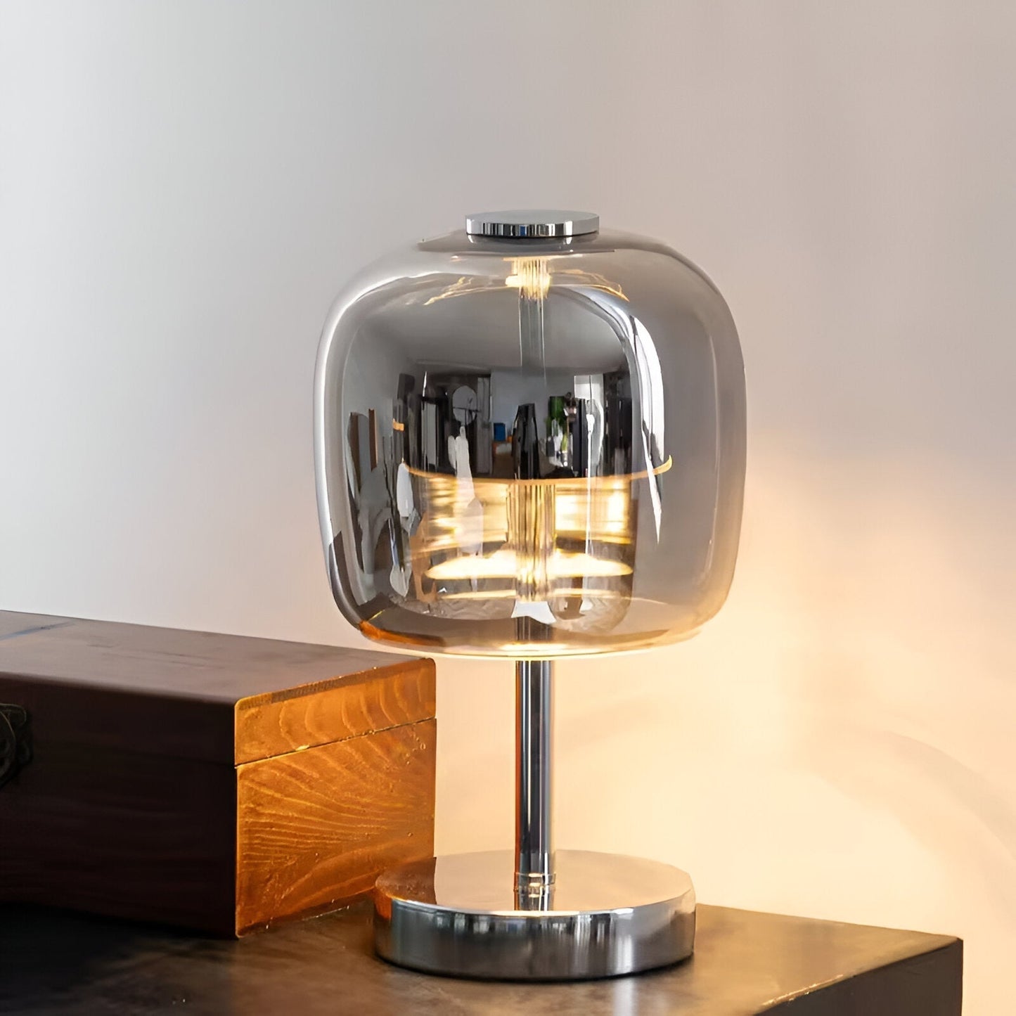 Smoked Glass LED Table Lamp | Ridorn