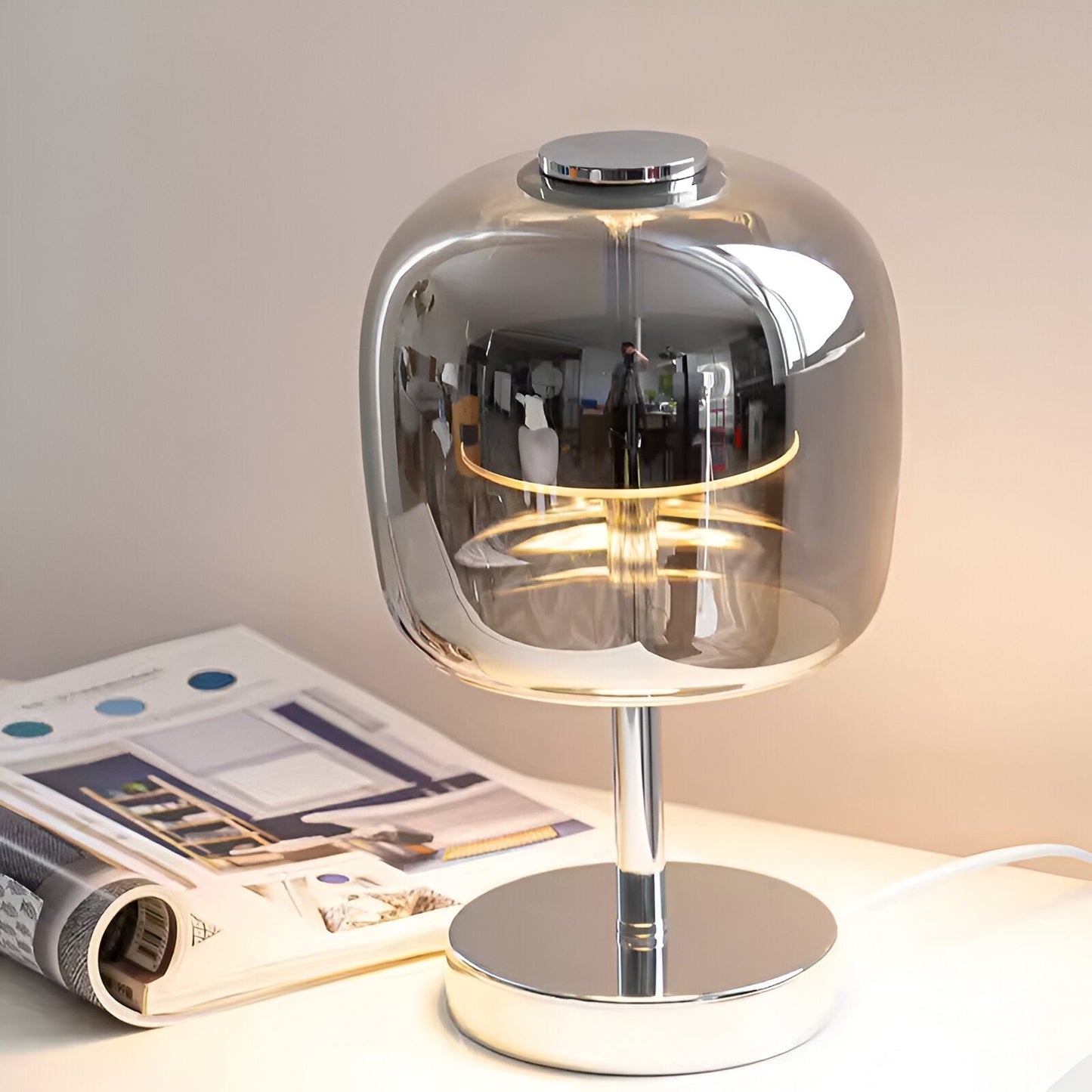 Smoked Glass LED Table Lamp | Ridorn
