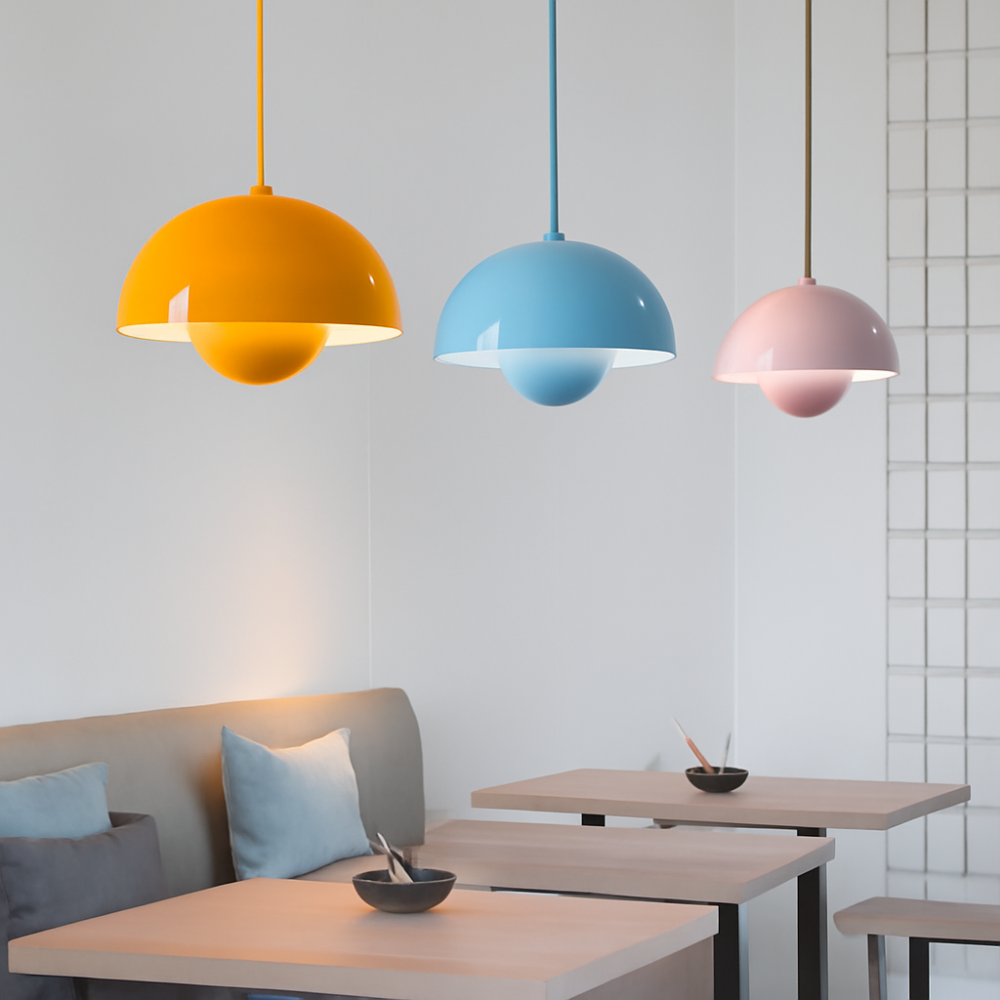 Colourful Half-Circle Chandelier – Modern Scandinavian Ceiling Light