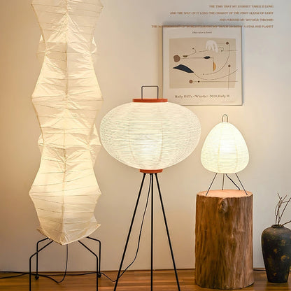 Floor Lamp | Tripod Lighting Fixture with Paper Shade | Ridorn