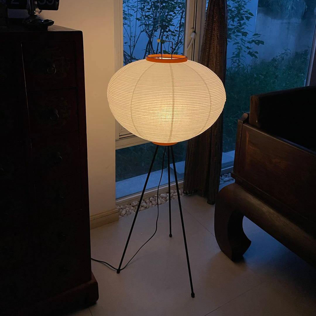 Floor Lamp | Tripod Lighting Fixture with Paper Shade | Ridorn