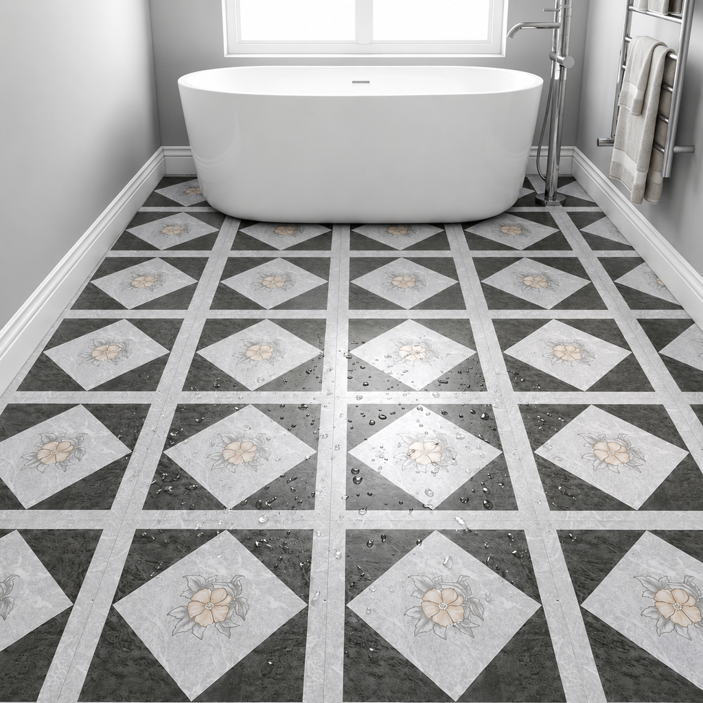 Stone Look Vinyl Flooring Peel and Stick, Matte PVC Self-Adhesive Floor Tiles for Quick Renovation