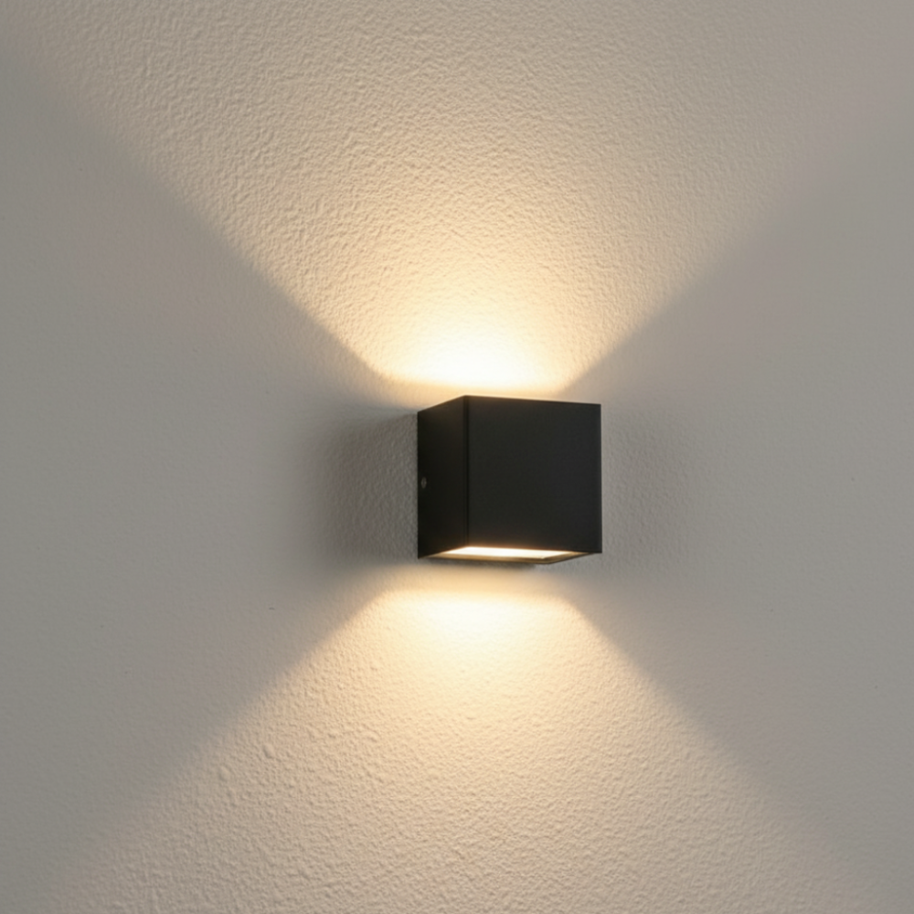 Outdoor adjustable waterproof LED wall light sconce front view