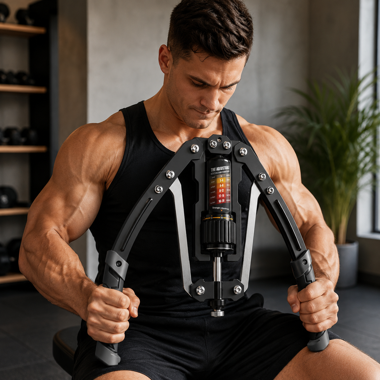 Adjustable Hydraulic Arm Trainer, 10-200 kg Resistance Upper Body Exerciser for Arms & Chest