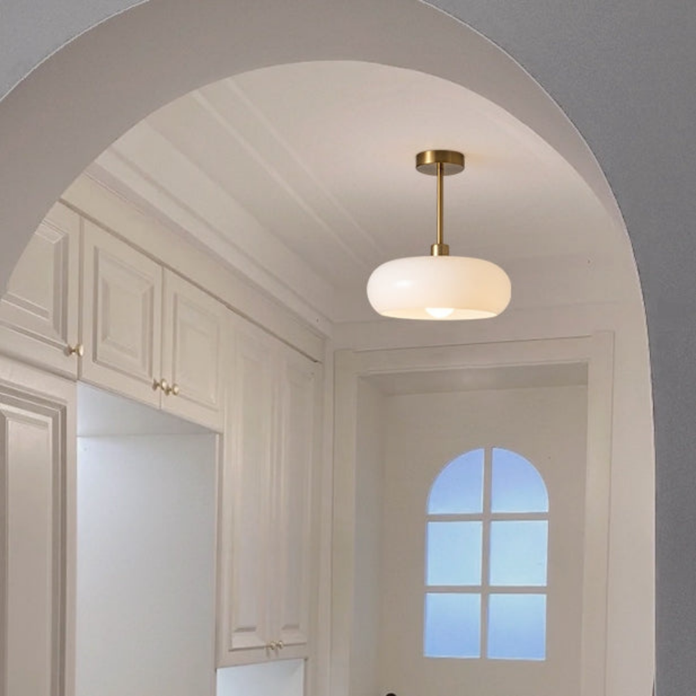 Amber Ceiling Light with Round Design | Warm Lighting for Living Room-Pendant Lights-Ridorn
