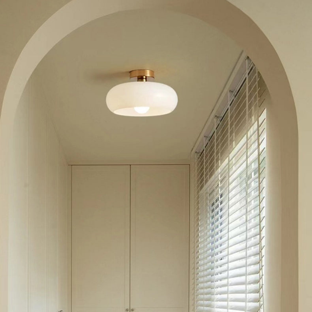 Amber Ceiling Light with Round Design | Warm Lighting for Living Room-Pendant Lights-Ridorn
