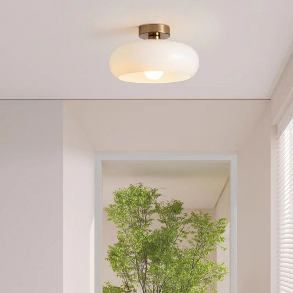 Amber Ceiling Light with Round Design | Warm Lighting for Living Room-Pendant Lights-Ridorn