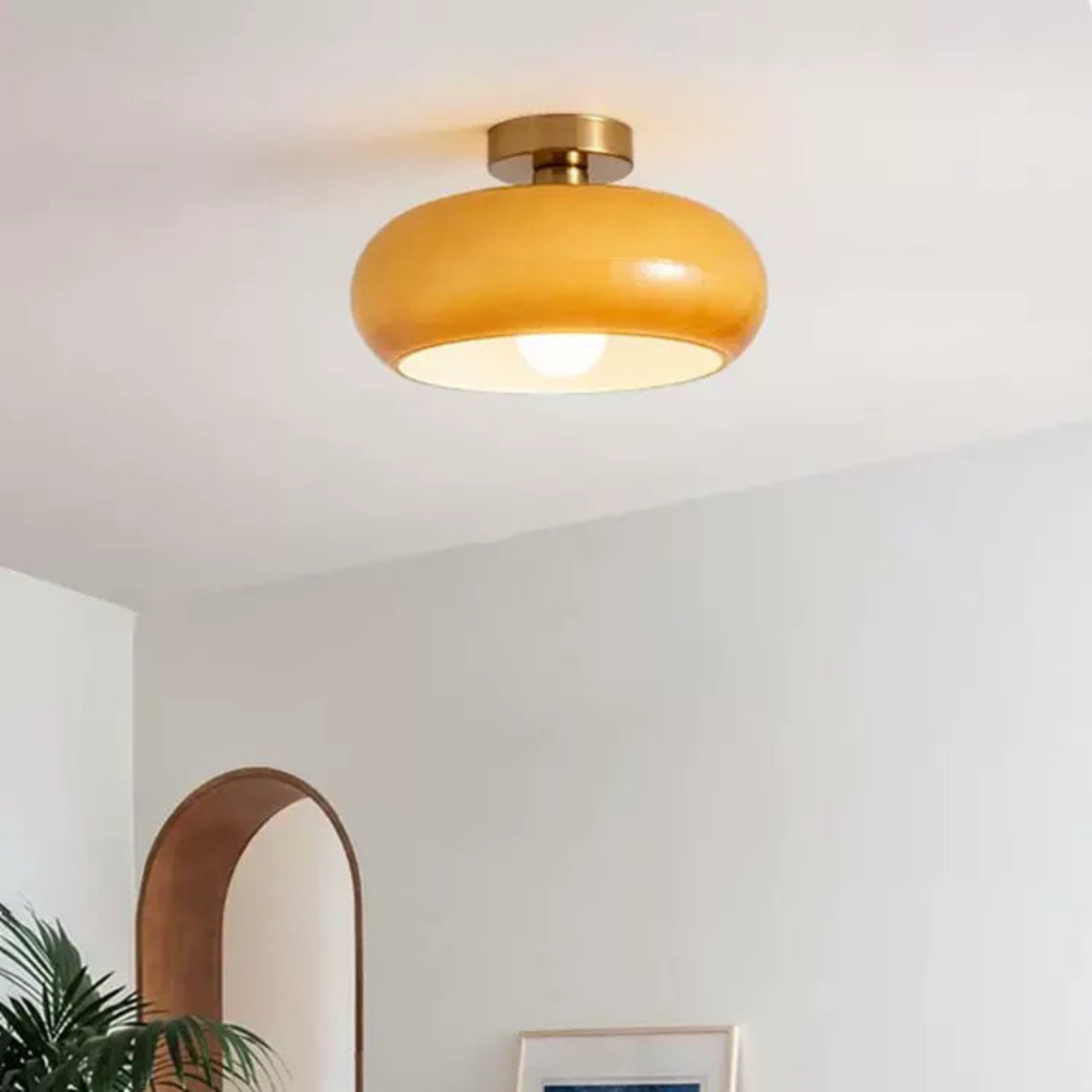Amber Ceiling Light with Round Design | Warm Lighting for Living Room-Pendant Lights-Ridorn