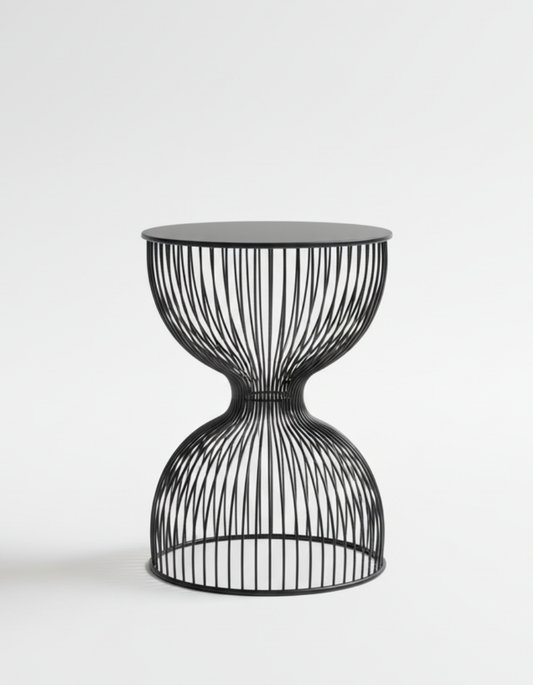 Sleek Hourglass Side Table in Durable Black Metal Finish | Ridorn
