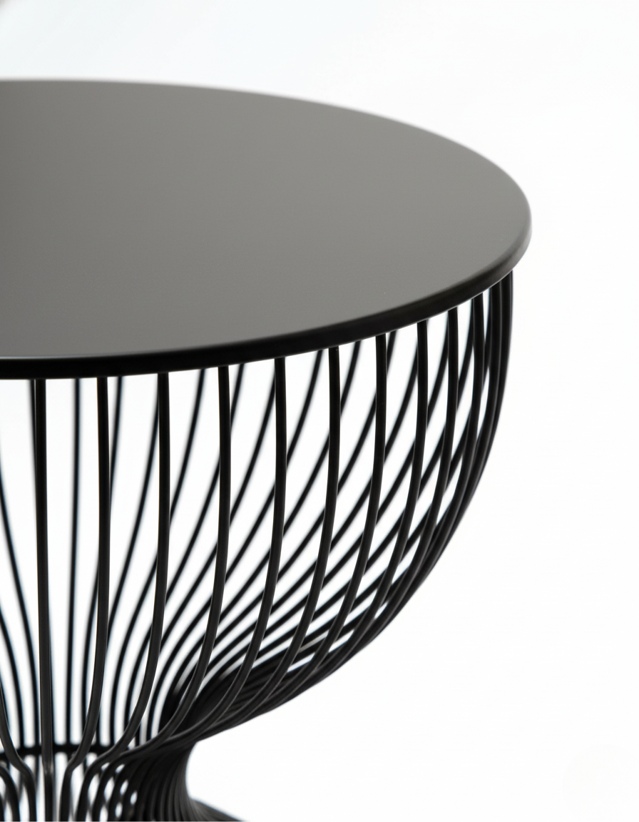 Sleek Hourglass Side Table in Durable Black Metal Finish | Ridorn