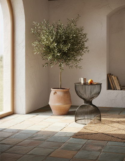 Sleek Hourglass Side Table in Durable Black Metal Finish | Ridorn