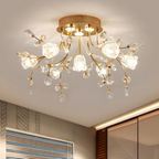 Elegant floral-inspired LED ceiling light with crystal accents