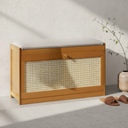 Chic Bamboo Shoe Storage Bench with Cushioned Seating Design | Ridorn