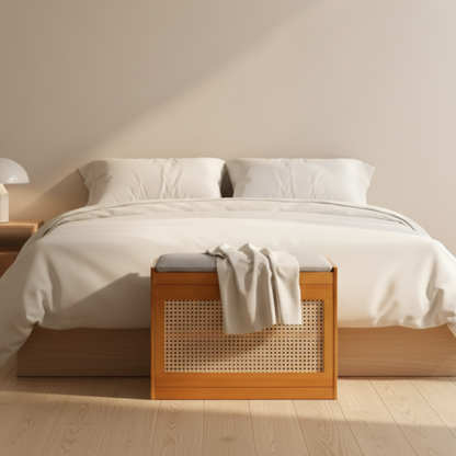 Chic Bamboo Shoe Storage Bench with Cushioned Seating Design | Ridorn