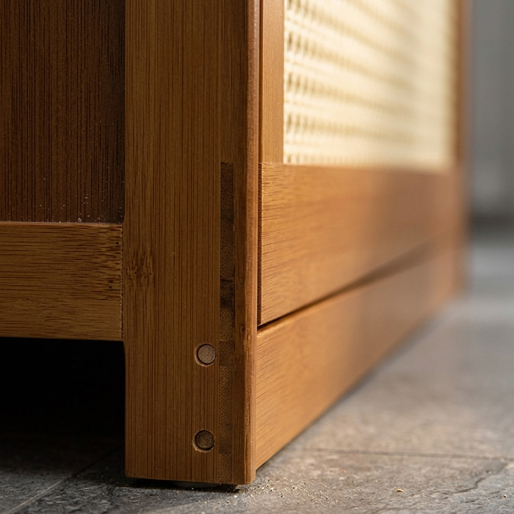 Chic Bamboo Shoe Storage Bench with Cushioned Seating Design | Ridorn