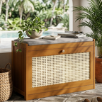 Chic Bamboo Shoe Storage Bench with Cushioned Seating Design | Ridorn