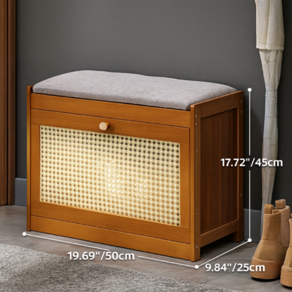 Chic Bamboo Shoe Storage Bench with Cushioned Seating Design | Ridorn