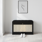 Chic Bamboo Shoe Storage Bench with Cushioned Seating Design | Ridorn
