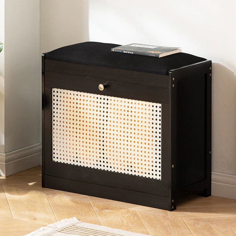 Chic Bamboo Shoe Storage Bench with Cushioned Seating Design | Ridorn