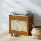 Chic Bamboo Shoe Storage Bench with Cushioned Seating Design | Ridorn
